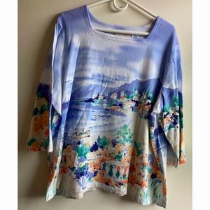 🔥3/$25 Alfred Dunner Woman’s Plus Size 2X Coastal Scene Knit Top